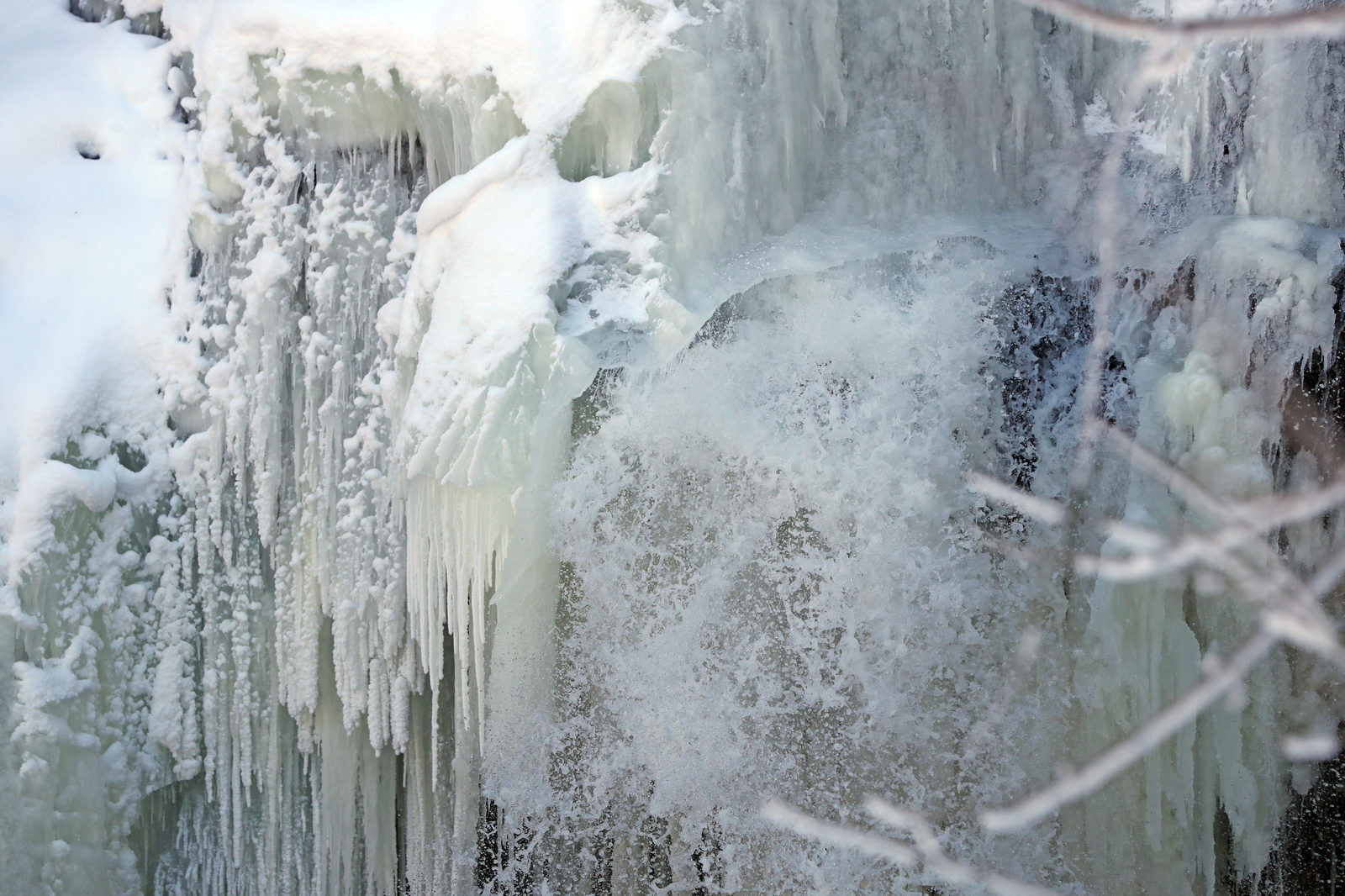 Ice forms on the the 40-foot waterfall on Murder Creek in Akron Falls Park